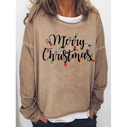 

Women's Sweatshirt Pullover Basic Green Black Blue Graphic Christmas Round Neck Long Sleeve S M L XL 2XL 3XL