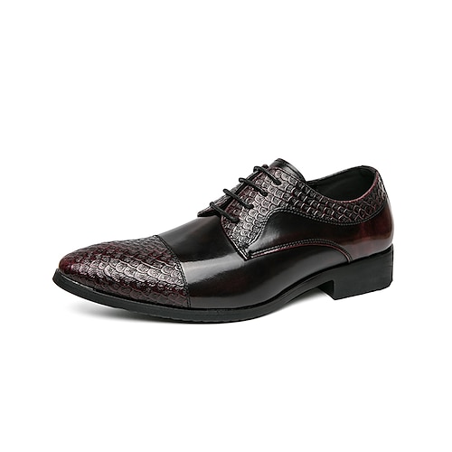 

Men's Oxfords Retro Formal Shoes Crocodile Pattern Vintage Casual British Wedding Daily PU Warm Black Burgundy Brown Fall Spring