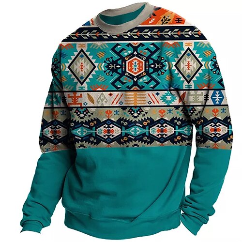 

Men's Sweatshirt Pullover Blue Crew Neck Graphic Prints Print Daily Sports Holiday 3D Print Basic Streetwear Designer Spring & Fall Clothing Apparel Hoodies Sweatshirts