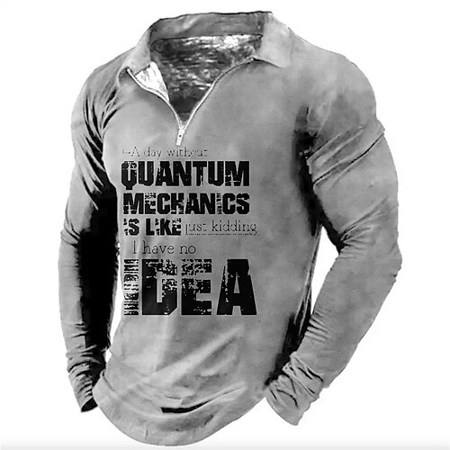 

Men's Collar Polo Shirt Golf Shirt Letter Graphic Prints Turndown Black Gray 3D Print Outdoor Street Long Sleeve Zipper Print Clothing Apparel Fashion Designer Casual Soft