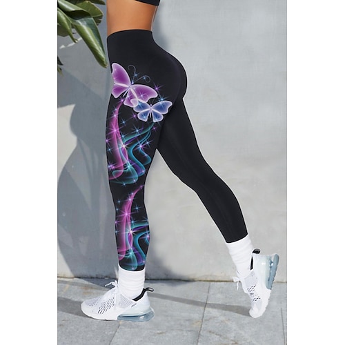 

Women's Yoga Pants Tummy Control Butt Lift Moisture Wicking High Waist Yoga Fitness Gym Workout Tights Leggings Bottoms White Green Purple Winter Sports Activewear Stretchy / Athletic / Athleisure