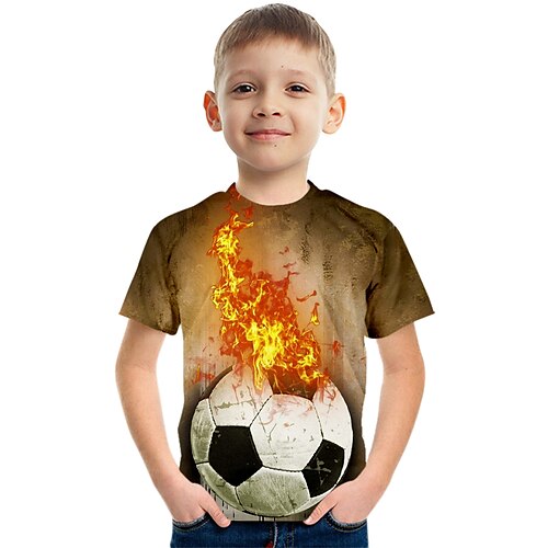 

børn drenge VM t-shirt t-shirt fodbold kortærmet crewneck børn top afslappet sport dagligt sommer gul 3-12 år