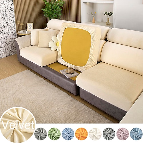 

Elastic Superior Quality Golden Velvet Sofa Seat Cushion Covers for Living Room Cushion Chaise Longue Luxury Corner L Shape Furniture Sofa Slipcovers 9 Colors