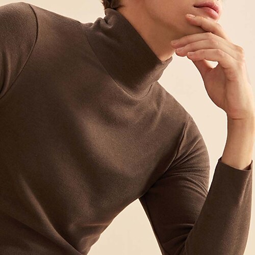 

Men's Turtleneck shirt Solid Colored Turtleneck Black Blue Pink Wine Khaki Street Holiday Long Sleeve Clothing Apparel Fashion Casual Comfortable