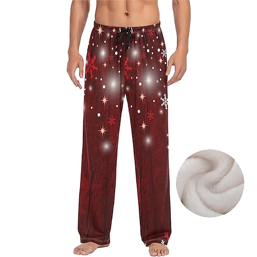 

Men's Christmas Pajamas Loungewear Flannel Pajama Pants Lounge Pants Snowman Graphic Prints Warm Soft Home Christmas Bed Flannel Warm Pocket Elastic Waist Winter Blue Red