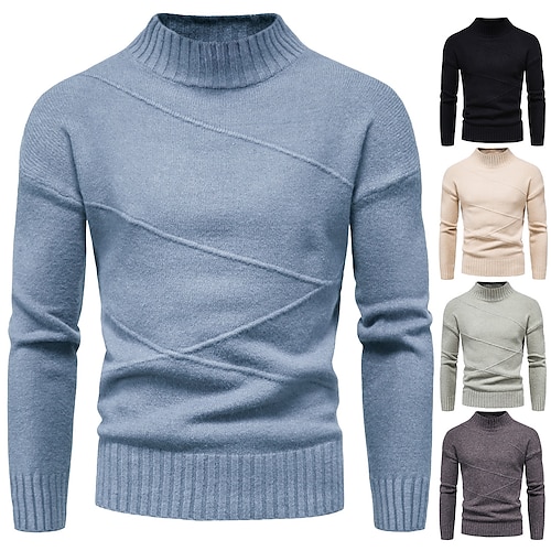 

Hombre Pulóveres Suéter de punto Croché Tejer Recortado De Punto Cuello simulacro Noche Fin de semana Ropa Invierno Otoño Negro Blanco M L XL