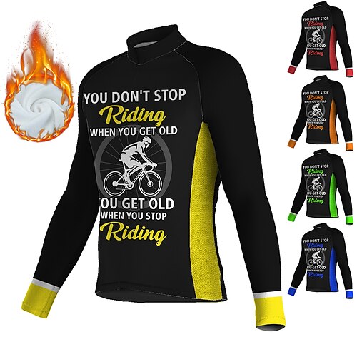 

21Grams Men's Cycling Jersey Long Sleeve Winter Bike Jersey Top with 3 Rear Pockets Mountain Bike MTB Road Bike Cycling Thermal Warm Fleece Lining Breathable Moisture Wicking Black / Orange Black Red