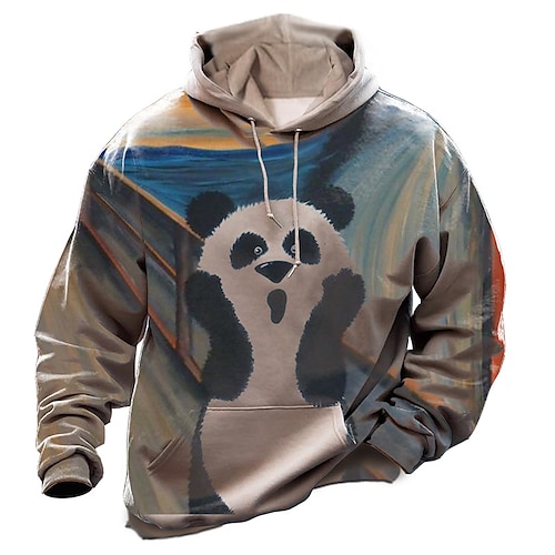 

Men's Pullover Hoodie Sweatshirt Blue Hooded Animal Panda Graphic Prints Print Daily Sports 3D Print Basic Streetwear Designer Spring Fall Clothing Apparel Hoodies Sweatshirts