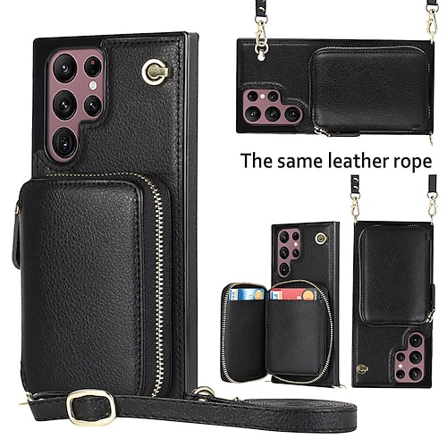 

Phone Case For Samsung Galaxy Wallet Card S22 S21 S20 Plus Ultra S9 Plus S10 S10 Plus Note 20 10 Ultra Plus Bumper Frame Zipper Full Body Protective Solid Colored TPU PU Leather