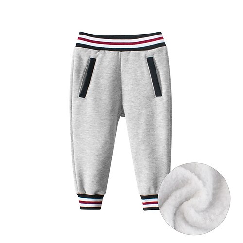 

Toddler Boys Pants Trousers Pocket Solid Color Keep Warm Soft Comfort Pants School Fashion Daily Black Gray Mid Waist