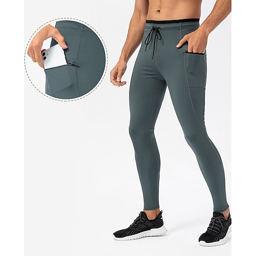 

Men's Running Tights Leggings Compression Pants Drawstring Zipper Pocket High Waist Compression Clothing Outdoor Athleisure Spandex Breathable Quick Dry Soft Fitness Gym Workout Running Sportswear