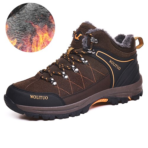 

Men's Boots Snow Boots Winter Boots Fleece lined Sporty Casual Outdoor Daily Hiking Shoes Suede Warm Booties / Ankle Boots Black Coffee Gray Winter Fall