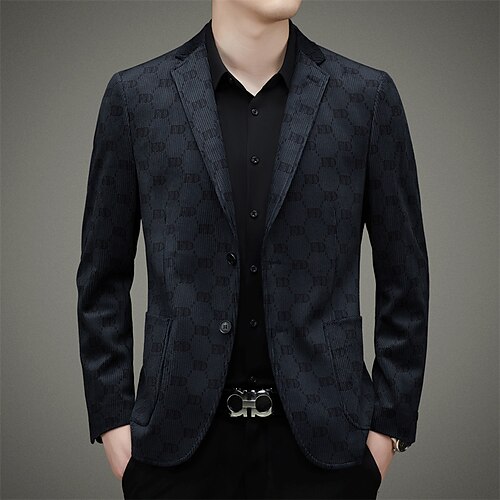 

Men's Casual Overcoat Long Standard Fit Patchwork Single Breasted Two-buttons grey blue 2022