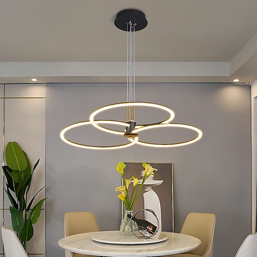 

LED Pendant Light Circle Design,3 Rings 72cm LED Ceiling Light Dimmable With Remote Control Height Adjustable Pendant Lights Dining Table Living Room Dining Room Bedroom