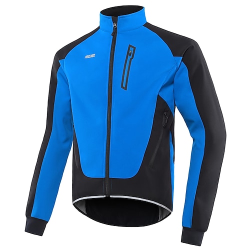 

Arsuxeo Men's Cycling Jacket Windbreaker Fleece Jacket Windproof Fleece Lining Breathable Soft Bike Jacket Mountain Bike MTB Road Bike Cycling City Bike Cycling Green Black Blue Bike Wear