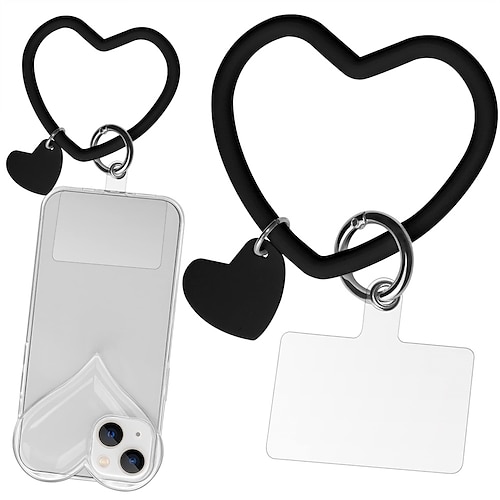 

Silicone Heart Loop Phone Lanyard Cell Phone Hand Wrist Lanyard Strap with Key Chain Holder Universal for Phone Case Anchor Fit All Smartphones