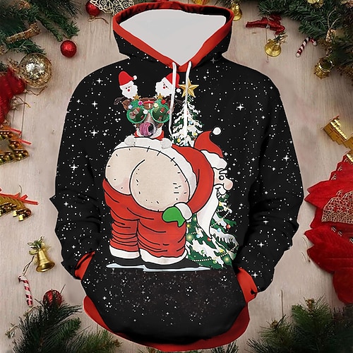 

Men's Pullover Hoodie Sweatshirt Green Blue Red Hooded Santa Claus Graphic Prints Ugly Christmas Print Daily Sports 3D Print Basic Streetwear Designer Spring Fall Clothing Apparel Hoodies