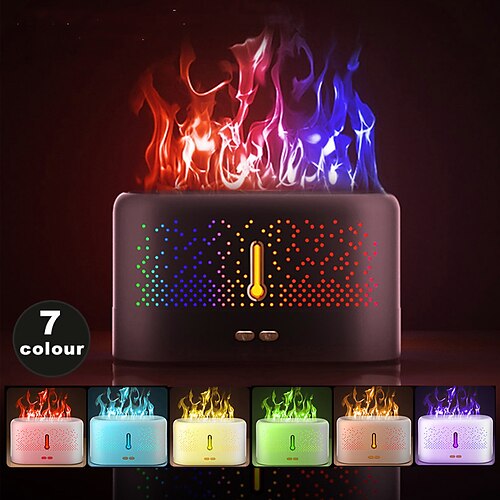 

Flame Air Humidifier 7 Color Dimmable Flame Fireplace Air Aroma Essential Oil Diffuser USB Portable-Noiseless Aroma Diffuser For Home Living Room Office Christmas Gift