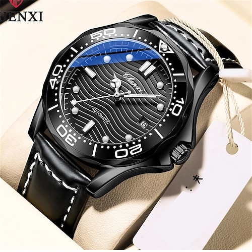 

CHENXI Fashion Automatic Watch Top Brand Men Quartz Watches Date Waterproof Luminous Mechanical Wristwatch Leather Strap Clock