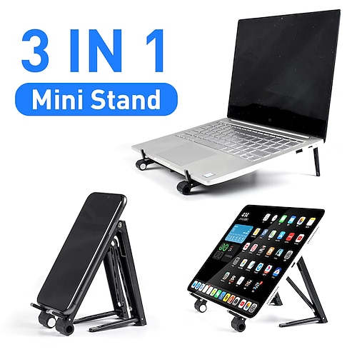 

Foldable Laptop Stand Phone Holder Macbook Notebook Stand Desk Accessories Adjustable Size Ergonomic Design Compatible for Most Laptops and Phones