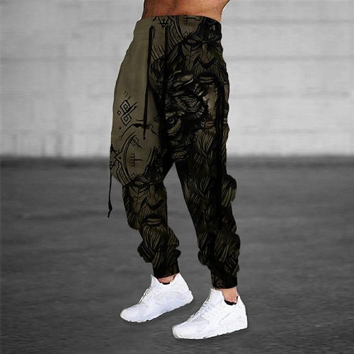 

Men's Sweatpants Joggers Trousers Drawstring Elastic Waist 3D Print Graphic Prints Comfort Sports Outdoor Casual Daily Cotton Blend Streetwear Designer Green Black Micro-elastic