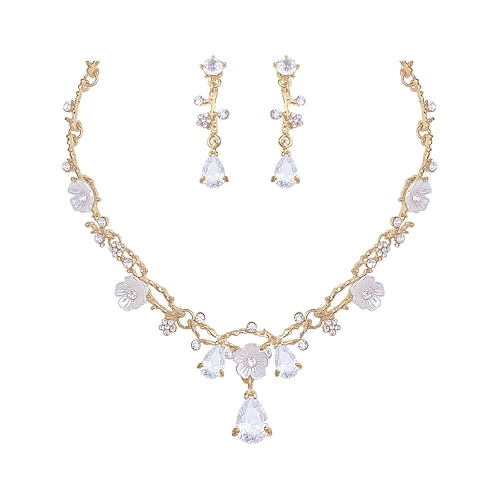 

Bridal Jewelry Sets 1 set Alloy 1 Necklace Earrings Women's Fashion Elegant Sweet Briolette Flower Pear Jewelry Set For Wedding Party Evening Daily