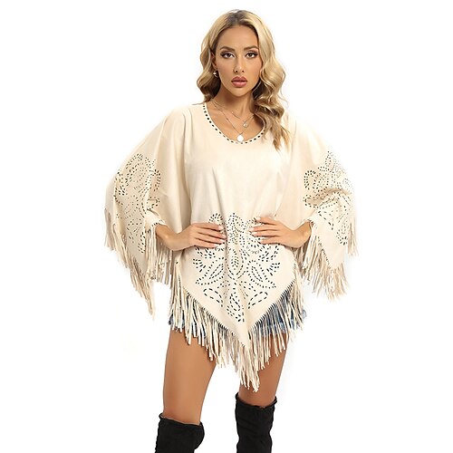 

Estolas Femininas Bolero Capa Vintage Proteção Solar Sem Manga Manga Morcego Jeans Estolas de Casamento Com Mocassim Para Diário Todas as Estações