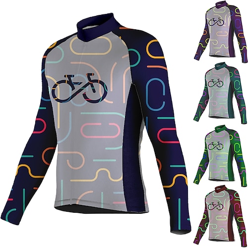 

21Grams Men's Cycling Jersey Long Sleeve Bike Jersey Top with 3 Rear Pockets Mountain Bike MTB Road Bike Cycling Breathable Quick Dry Moisture Wicking Reflective Strips Wine Red Green Purple Spandex