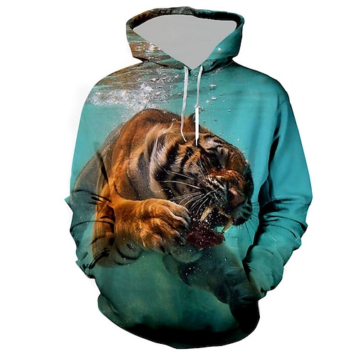 

Men's Pullover Hoodie Sweatshirt Blue Royal Blue Red Gray Hooded Tiger Graphic Prints Print Daily Sports 3D Print Basic Streetwear Designer Spring Fall Clothing Apparel Hoodies Sweatshirts