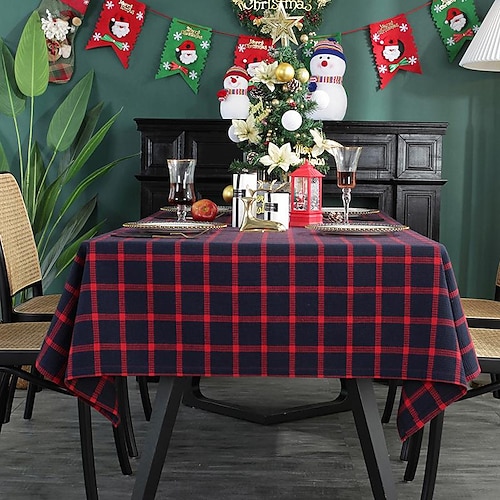 

Christmas Tablecloth Rectangle Red Buffalo Plaid Tablecloths, Christmas Red Table Cloth,Spillproof Table Cover for Dining, Party & Holidays Decor