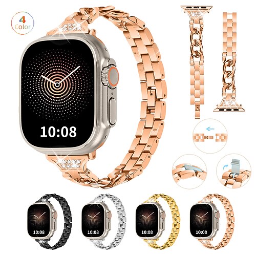 

1PC Smart Watch Band Compatible with Apple iWatch 38/40/41mm 42/44/45/49mm Ultra Series 8 7 6 5 4 3 2 1 SE Metal Band for iWatch Smartwatch Strap Wristband Stainless Steel Adjustable Quick Release
