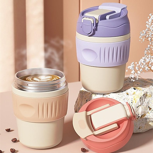 

Stainless Steel Double Drinking Cup Portable Creative Insulation Cup Female Coffee Handy Cup Gift Straw Student Water Cup
