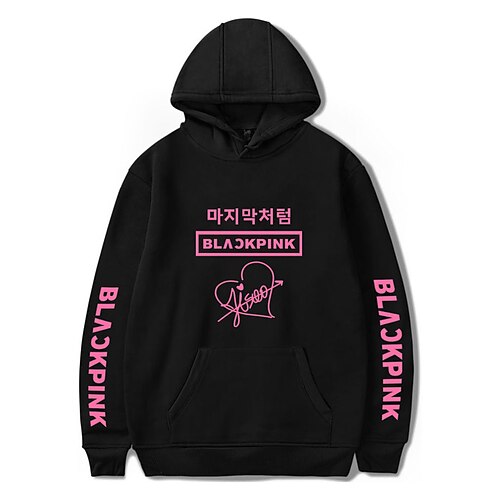 

KPOP Sort Pink Hattetrøje Tegneserie Manga Anime Frontlomme Grafisk Hattetrøje Til Herre Dame Unisex Voksne Varmstempling 100% Polyester Afslappet / Hverdag