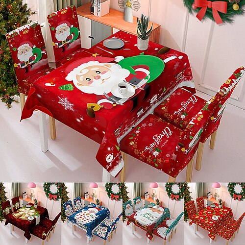 

Christmas Tablecloth Chair Cover Decoration Elastic One-piece Chair Cover Absorbent Tablecloth (Not Sold By A Set)