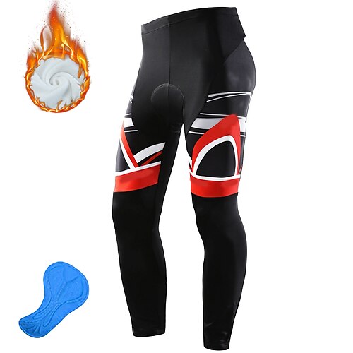 

21Grams Men's Cycling Tights Bike Bottoms Winter Mountain Bike MTB Road Bike Cycling Sports Thermal Warm 3D Pad Cycling Breathable Green Red Fleece Spandex Clothing Apparel Bike Wear