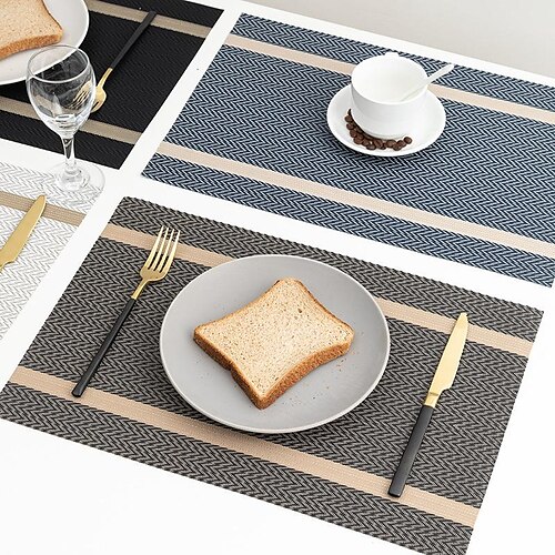 

Jogo americano para mesa de jantar de casamento, lavável resistente ao calor antiderrapante em pvc tecido em vinil mesa de mesa de mesa para cozinha em casa restaurante decoração de festa de natal