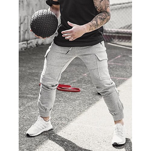 

Men's Joggers Sweatpants Pocket Drawstring Bottoms Outdoor Athleisure Winter Cotton Breathable Soft Running Walking Jogging Sportswear Activewear Solid Colored Black Gray