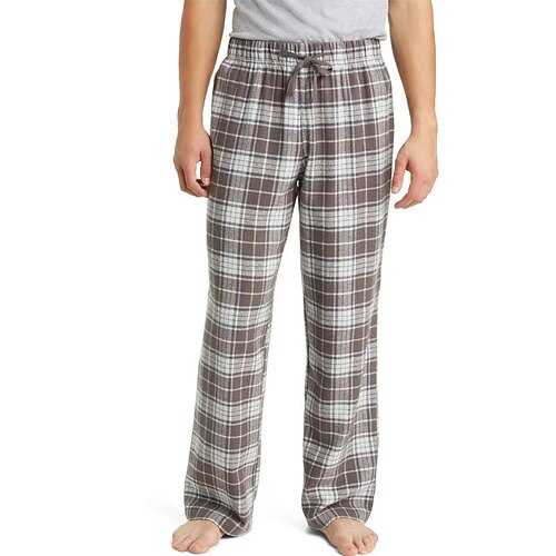 

Men's Flannel Pajama Pants Lounge Pants Grid / Plaid Simple Casual Home Daily Flannel Warm Breathable Long Pant Pant Elastic Waist Fall Spring Red black Purple black