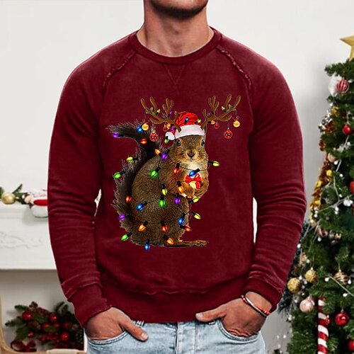 

Men's Sweatshirt Pullover Black Red Navy Blue Gray White Crew Neck Graphic Ugly Christmas Christmas Sports & Outdoor Sports Hot Stamping Basic Casual Big and Tall Winter Fall Clothing Apparel Hoodies