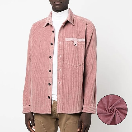 

Men's Shirt Solid Color Turndown Pink Work Street Long Sleeve Button-Down Clothing Apparel Fashion Simple Casual
