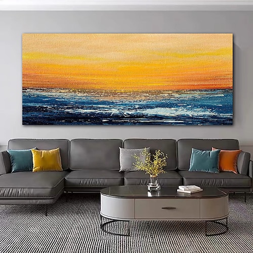 

Handmade Oil Painting canvas Wall Art Decoration Drawing Knife Painting Blue Sea view For Home Decor Rolled Frameless Unshi Painting