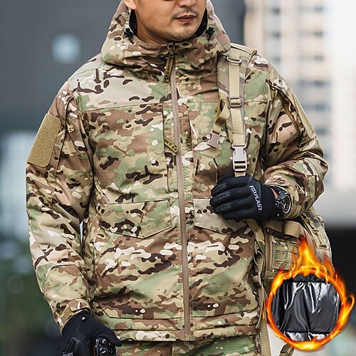 

Men's Padded Hiking jacket Heat Reflective Jacket Military Tactical Jacket Winter Outdoor Thermal Warm Windproof Breathable Lightweight Outerwear Winter Jacket Trench Coat Hunting Ski / Snowboard