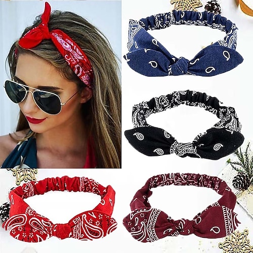 

4 Pcs/set Vintage Bohemia Hair Bands for Girls Women Hair Accessories Soft Elastic Headband Retro Hoop Cross Turban Bandanas Headwear Christmas Gift