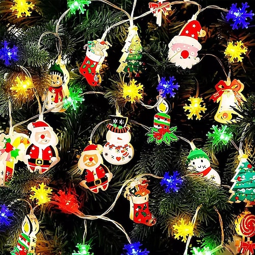 

Christmas String Lights Snowman Bells Fairy String Lights 1.5m 10LEDs Iron Art Battery Powered Garland Lights Christmas Party New Year Holiday Decoration Tree Hanging Lights