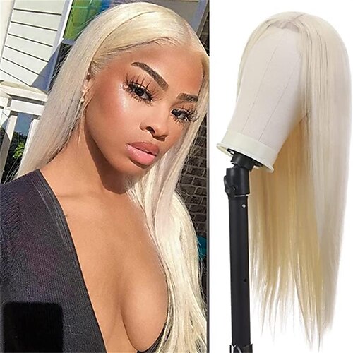 

613 Blonde Wigs Long Platinum Blonde Straight Wigs for Women 4x4 Lace Front Wigs with Natural Baby Hair Middle Part Wig Synthetic Heat Resistant Fiber Wigs