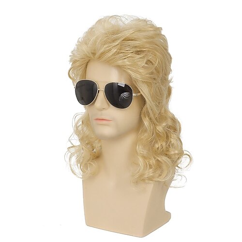 

Cloud Blonde Mullet Wigs for Men 80s Rocker Hair Wigs Costumes Fancy Party Cosplay Wig for Male(Only Wigs))