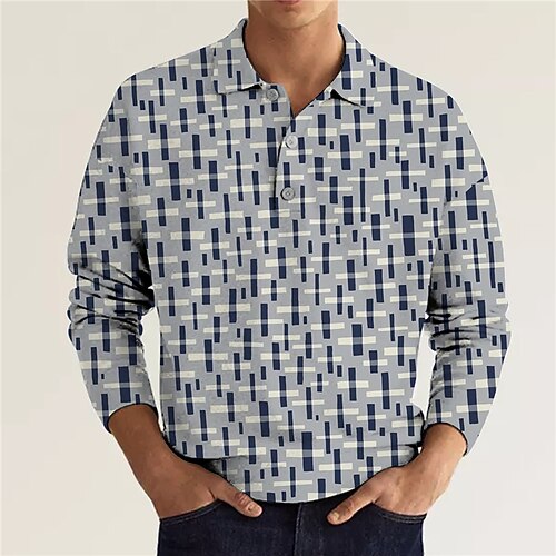 

Men's Collar Polo Shirt Golf Shirt Graphic Prints Turndown Green Blue 3D Print Outdoor Street Long Sleeve Button-Down Print Clothing Apparel Fashion Designer Casual Soft