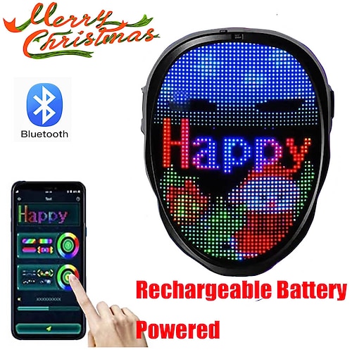 

Led Face Mask LED Mask HD with WIFI Bluetooth Programmable Christmas Party Cosplay Glowing Mask Masquerade Newest