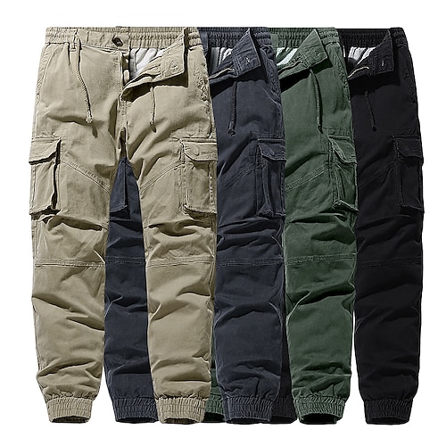 

Men's Cargo Pants Trousers Zipper Pocket Drawstring Solid Color Comfort Breathable Full Length Daily Holiday Streetwear Sports Fashion ArmyGreen Black Micro-elastic