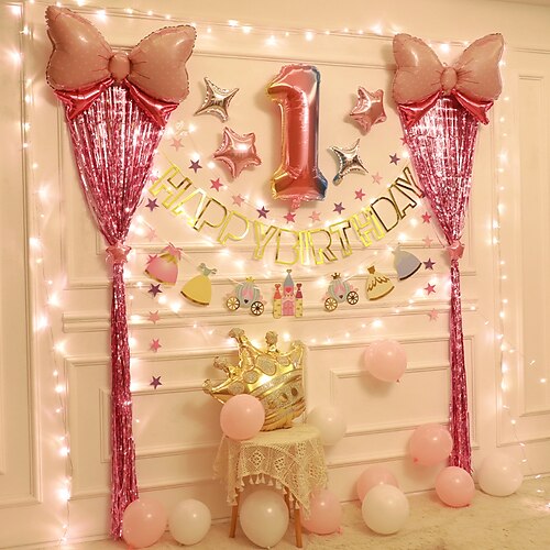 

2 Pcs Dream Fairy Theme Party Background Wall Decoration Balloon Package Girl's First Birthday Bowknot Balloon